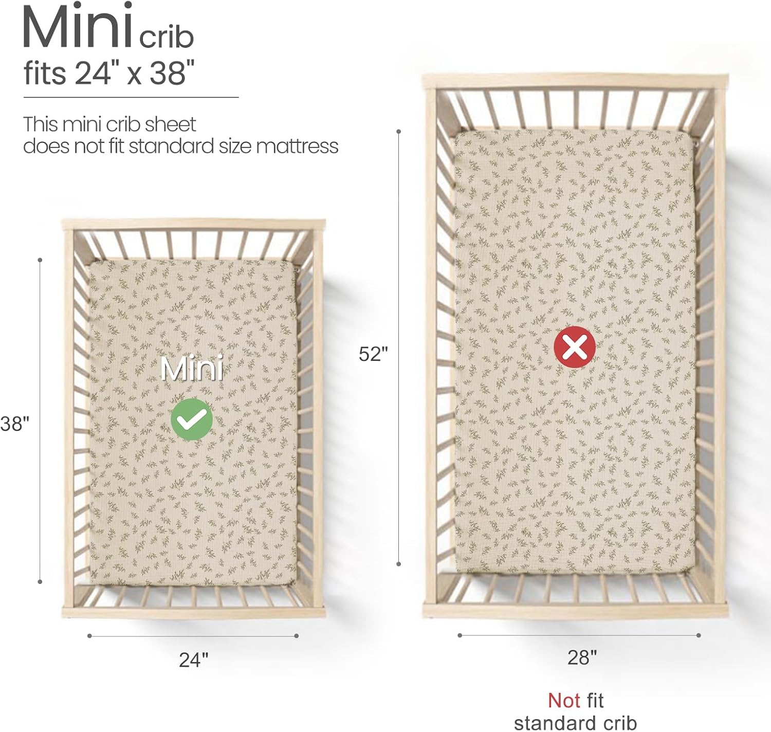 lulumoon Mini Crib Sheets Muslin: Soft Cotton Fitted Mini Crib Mattress Sheets for Boys and Girls 2Pack