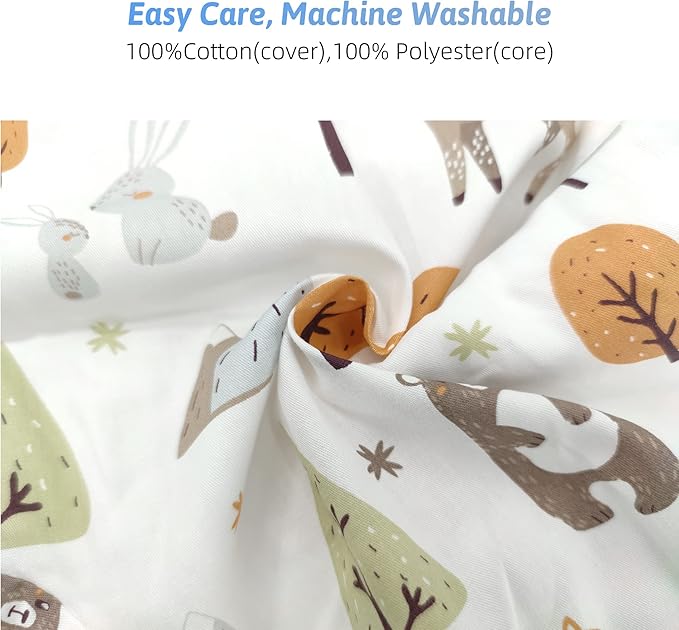 LAT Nursing Pillow for Breastfeeding,100% Cotton Removable Cover,Ergonomic Breast Feeding Pillows for Mom and Baby,Machine Washable(Fox Rabbit & Bear)