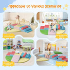 Lischwert Foam Climbing Blocks for Toddlers 1-3, 8pcs Soft Play Set with Crawling Exploration Toys, Indoor Outdoor Infant Safe Blocks for Baby Gym Toddler Playground