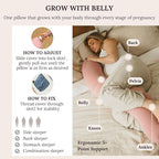 Pregnancy Pillow 5-in-1 【Cooling Cover, Adjustable to Grow with Belly】 Beanbag Style, Lockable O-Shape Nursing Maternity Pillow, 5-Point Full Body Support for Side Sleepers, with Travel Bag - Blue