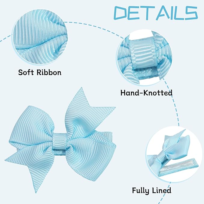 CÉLLOT Hair Clips for Girls - 20PCS Fully Lined Hair Bows Alligator Clips for Toddlers, Kids, Infants, and Babies