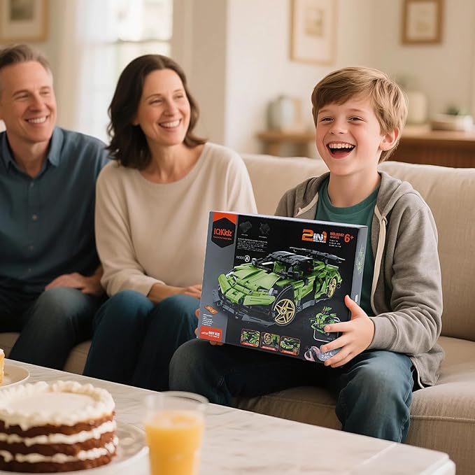 STEM Building Blocks Kit for Kids - 2 in 1 Remote Control Race Car and Robot Toy, Great Gift for Boys, Teens Age 6 7 8-12+ Year Old Who Love Engineering and RC Sports Car Toys