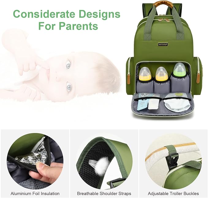 Diaper Bag Backpack with Changing Station, Baby Diaper Bag Organizer for Moms Dads Large Baby Changing Bags