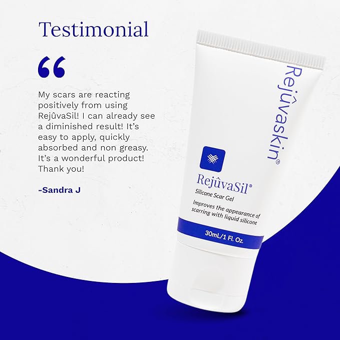 Rejuvaskin RejuvaSil Silicone Scar Gel, Scar Treatment for Surgical Scars, Burns, Keloids, Acne Scars on Face & Body, 15ml