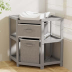 YUFU Baby Corner Changing Table with Storage Drawers, Portable Diaper Changing Station with Baby Changing Pad, Modern Wood Changing Table Dresser for Infants and Toddlers (Gray)