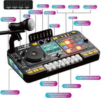 Kids DJ Mixer Controller Table Musical Toy Electronic Bluetooth Toy with LED Lights Sound Effect Microphone Piano DJ Board Key Musical Instruments Birthday Gift Toys for 3 4 5 6 7 Year Old Boy Girl