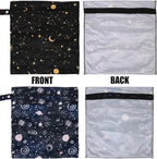 2pcs Cloth Diaper Wet Dry Bags, Waterproof Reusable Wet Bag with 2 Zipper Pockets & Handle, Washable Laundry Bags for Baby Adult Clothes Travel Beach Pool Daycare Yoga Gym Exercise Swimsuits,