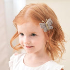 2 Pcs Butterfly Hair Bow Girl, Kid's Cute Hair Clips Barrettes Accessories for Infants Toddlers Baby Kids Fine Hair (Gray Beige)