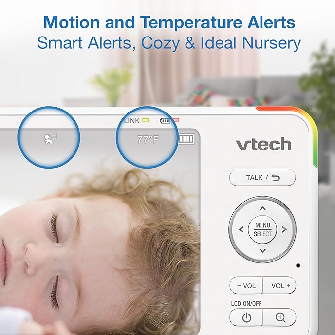 VTech 2-Cameras Advanced HD Video Baby Monitor with Camera & Audio, 5.5" High-Definition IPS Screen, Pan-Tilt-Zoom, Night Light, 2-Way Talk, Lullabies, Soothing Sounds, No WiFi: Advanced HD Plus Twin