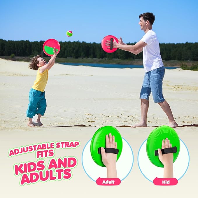 Toss and Catch Ball Set Upgraded - Kids Toys Outdoor Games for Whole Family - Water-Resistant Great for Beach Pool Yard Games - Classic Gift for Boys Girls 3 4 5 6 7 8 9 10 11 12+ Years Old