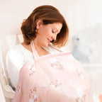 2 Pack Muslin Cotton Nursing Cover for Breastfeeding, Privacy Breathable Breastfeeding Cover Cover up with Arch Neckline for Mom, 100% Cotton Nursing Apron, Floral and Pink
