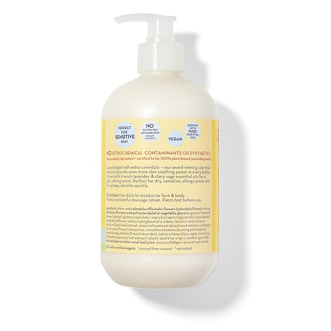 California Baby Calendula Lotion | 100% Plant-Based Moisturizer | Lavender Baby Lotion | Face Moisturizer For Dry Skin | Hypoallergenic | 19 oz.