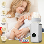 Portable Bottle Warmer for Travel, Instant Heating & Constant Warming, Portable Baby Bottle Warmer On The Go for Breastmilk, Large Capacity Battery-Powered & Rechargeable, Temperature Display