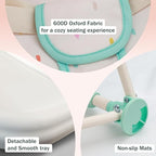 Tiny Marvels Portable 3-in-1 Baby Booster Seat, Cozy Floor Seat, Feeding Seat with Tray, Compact Foldable Toddler Booster with Child Safety Belt Carry Bag, Perfect for Travel (Cream Confetti)