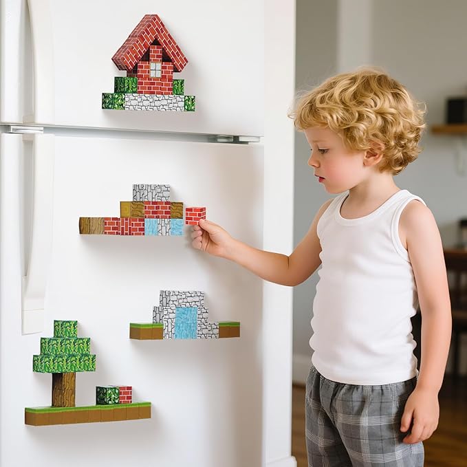 Hayder 100PCS Build Forest World Magnetic Building Blocks, Stacking Magnet Cubes STEM Construction Montessori Sensory Toys for Kids 3+