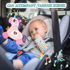 Baby Musical Activity Soft Toys with Sound & Light, Sensory Toys for Infant Developmental with Teether, Rattle and Textures, Soft Plush Toy for Newborn Gift 6 to 12 Months (Pink Unicorn)