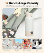 Portable Bottle Warmer for Travel, 17 Ounces Milk Warmer for Baby Breastmilk with Fast Heating & Precise Temp Control, Bottle Warmer for Car, Outdoors