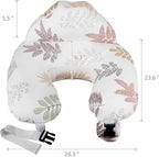 Nursing Pillow for Breastfeeding, Breastfeeding Essentials for Newborn, More Support for Mom and Baby, with Adjustable Waist Strap and Removable Cotton Cover (Small Leaves)