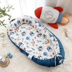 Baby Lounger Cover for Boys Girls, Reversible Baby Nest Cover, Adjustable Baby Lounger Replaceable Cover for Infant Newborn, Portable and Machine Washable, Cotton Blue Rocket Cover Only