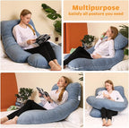 Chilling Home Pregnancy Pillows for Sleeping, U Shaped Body Pillow 63 inch Pregnant Pillow for Sleeping Full Body Pillow, Pregnancy Must Haves Maternity Pillows Velvet Cover