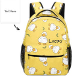 Cartoon Duck Yellow Custom Kids Backpack 16.5 Inch for Boy Girl, Personalized Waterproof Child School Travel Bag with Name, 16.5’’ X 12.2’’ X 5.9’’