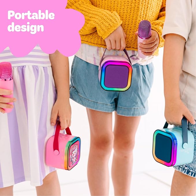 Move2Play, Karaoke Machine for Kids | Includes 20+ Kid Songs | 2 Microphones | Connect with Bluetooth | 3, 4, 5, 6, 7+ Year Old Gift | Toy for Girls, Boys, & Toddler | Birthday Present