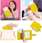 Melsbrinna RFID Passport Holder for Travel Women/Men, Cute RFID Blocking Wallet with Card Slots, Travel Wallet/Passport Case (1, Yellow)