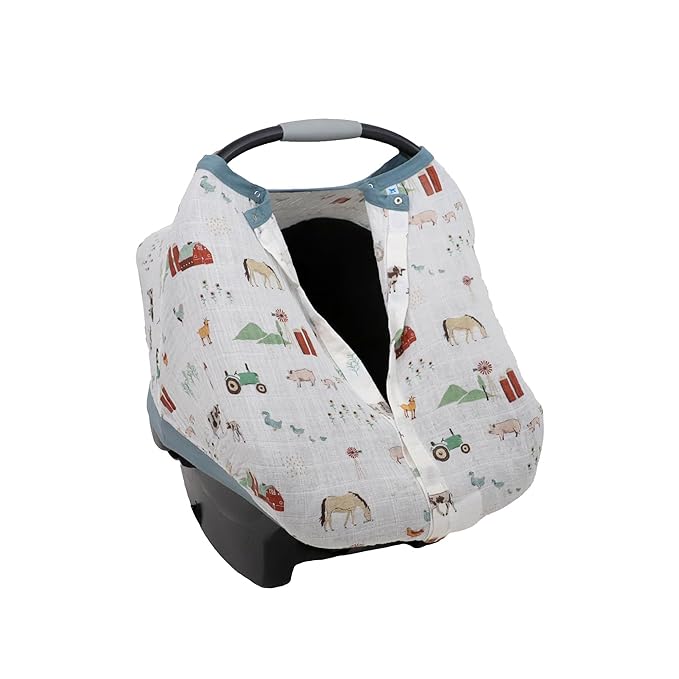 Little Unicorn Breathable Car Seat Canopy | Magnetic Closure Cover & Universal Fit | Protection & Privacy for Baby (Farmyard)