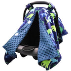 TANOFAR Car Seat Cover Baby, Carseat Covers Baby Boy Girl, Peekaboo Opening Infant Car Seat Cover for Winter, Warm & Cozy, Blue Dinosaur