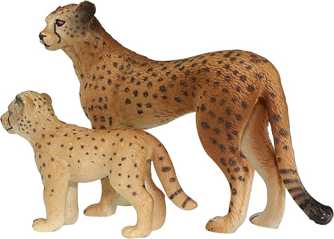 FUNSHOWCASE African Jungle Animals Toy Cheetahs Figure Realistic Plastic Figurine Playset Lot 2-Piece