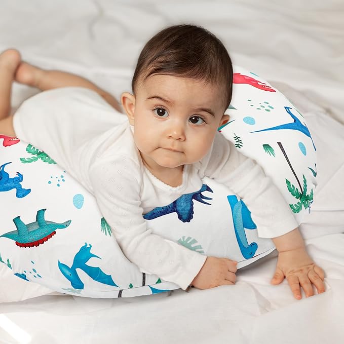 Nursing Pillow Cover, Breastfeeding Pillow Cover Stretchy Removable Feeding Pillowcase for Newborns, Ultra Soft and Comfortable Nursing Pillow Slipcover for Baby Boys Girls, Dinosaur Pattern