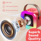 Fede Karaoke Machine for Kids Adults, Mini Karaoke Machine with 2 Wireless Microphones, Portable Bluetooth Speaker with Voice Changing Effects & LED Lights, Best Gifts Toys for Girls and Boys