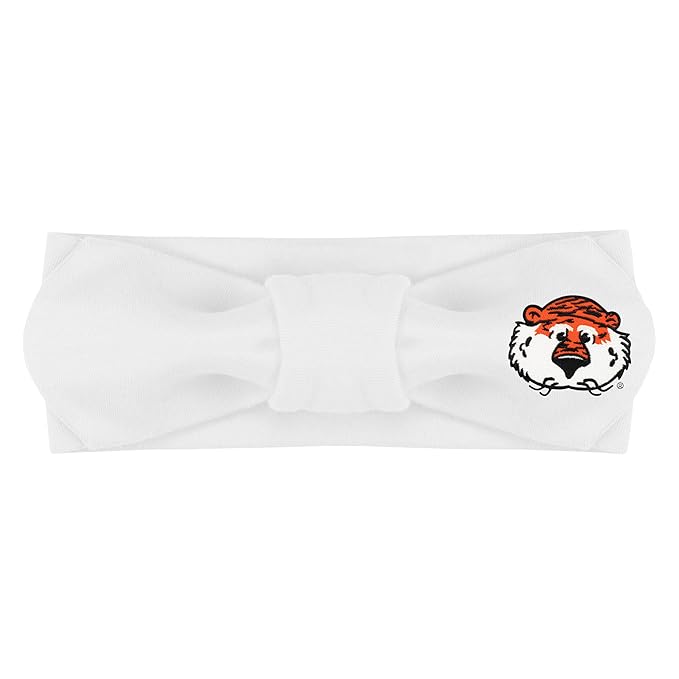 Creative Knitwear Auburn Tigers Infant Girls White Solid Hair Knot Headband Embroidered Logo - Size Newborn - 4T
