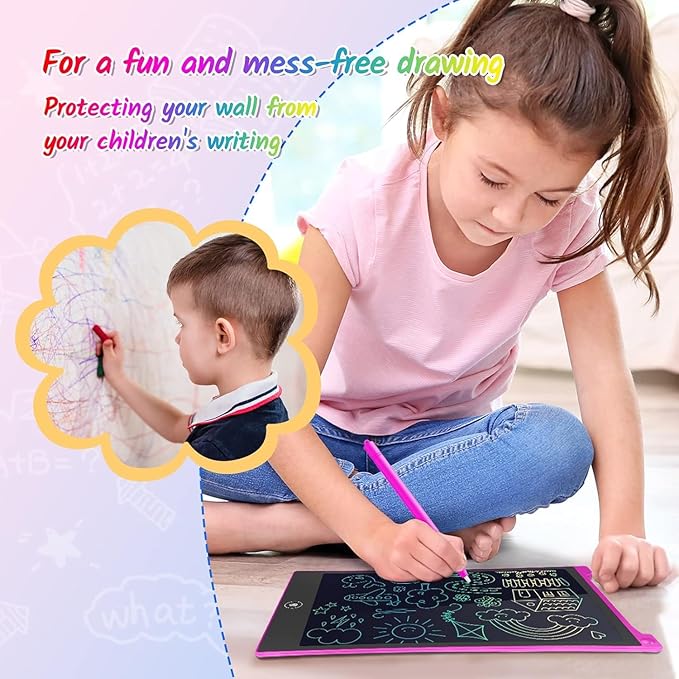 TECJOE 2 Pack LCD Writing Tablet, 10 Inch Colorful Doodle Board Drawing Tablet for Kids, Kids Travel Learning Toys Christmas Birthday Gifts for 3 4 5 6 Year Old Boys and Girls Toddlers