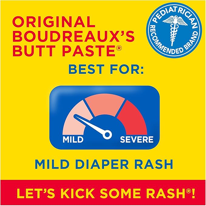 Boudreaux’s Butt Paste Original Diaper Rash Cream for Baby, Ointment With Zinc Oxide, 4 oz Tube
