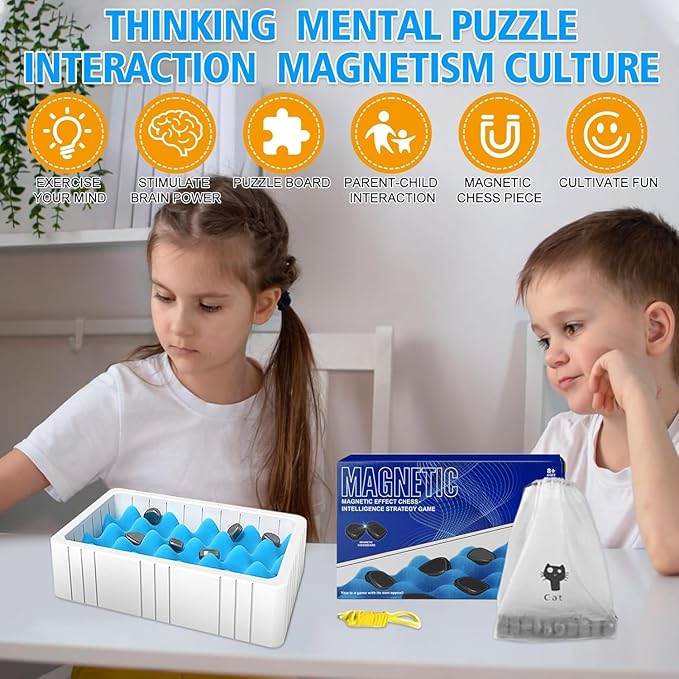 Magnetic Chess Game - Fun Tabletop Game, Strategy Game for Kids and Adults with Magnets, Fun Tabletop Multiplayer Chess for Family Party (Rope + Sponge)