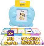 ZeenKind Spanish & English Talking Flash Cards with 510 Sight Words for Toddlers 3 4 5 6 Years Old, Learn Spanish for Kids, Audible Pocket Speech Early Learning Bilingual Flashcard Toys, 255 Cards