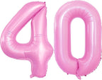 GOER Number 40 Balloons for 40th Birthday Party Decorations,42 Inch Jumbo Foil Helium Balloons for 40th Anniversary (Light Pink)