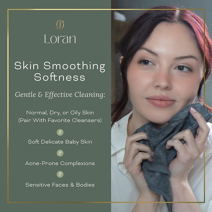 Charcoal Grey Washcloths Set of 6 Soft Facial Cloths 10” x 10” 100% Viscose Derived from Bamboo Spa-Like Feel Silky Face Cloth for Skin Cleansing