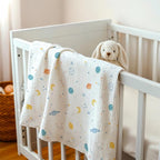 Outer Space Baby Blankets for Boys, Soft Nursery Minky Blankets with Muslin and Dotted Fleece Back 30x40 inches, Receiving Bed Quilt for Newborn, Infants, Toddlers