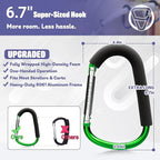 sprookber 6.7 Inch Large Stroller Hooks for Diaper Bags & Purses, Heavy Duty Mommy Hooks for Shopping, Grocery, Backpack – Baby Stroller Accessories, Set of 2 (Green)