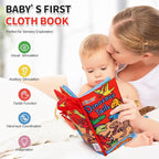 Jollybaby Baby Books 0-6 Months, Touch and Feel Crinkle Soft Cloth Books for Infants Babies, Toddler Early Educational Interactive Stroller Sensory Toys, Baby Girl & Boy Gift(Dinosaur Tails)