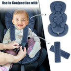 Infant Car Seat Insert Head and Body Support, GFU Reversible Newborn Insert for Carseat with Strap Pads, Soft Stroller Cushion Pillow Insert for Boys and Girls, Fits for Stroller, Swing, Blue