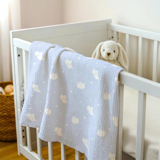 Elephant Baby Blankets for Boys Girls, Soft Nursery Minky Blankets with Muslin and Dotted Fleece Back 30x40 inches, Receiving Bed Quilt for Newborn, Infants, Toddlers