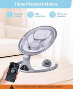 LAREX Baby Swing to Toddler Electric Infant Swing Portable for Newborn Boy Girl, 5 Sway Speeds with Remote Control, 12 Preset Melodies and Bluetooth, 0-6 Months Max 20 Lbs (2024 Model-Sliver)