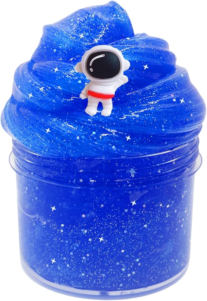 Super Galaxy Slime Kit, Blue Glitter Slime in a Variety of Shapes and Textures, Cosmic Starry Charm Includes Slime Kit Party Gifts.