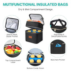 PIIOSER Breast Milk Storage Cooler Bag with Ice Pack, Fits 4 Baby Bottles Up to 5 Ounce, Small Insulated Breastmilk Cooler Travel Bag with Handle Buckle for Nursing & Working Mom Daycare (Black-XS)