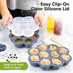 KeaBabies Silicone Food Freezer Trays with Lid, 2oz x 10 Pods Baby Food Storage Containers, Easy Puree Meal Prep, Breast Milk Silicone Freezer Molds, Dishwasher, Microwave Safe, BPA-Free (Slate)