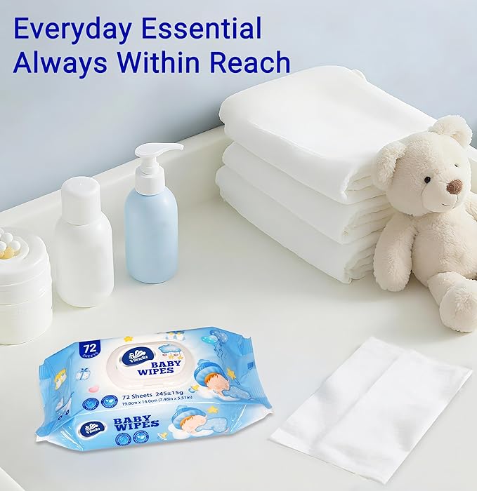 Natural Care Baby Wipes, Hypoallergenic & Fragrance-Free, 99% Pure Water, Sensitive Skin Friendly, 12 Flip-Top Packs, 864 Total Wipes (72 Wipes per pack)