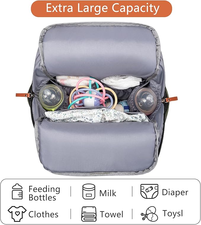 Frank Mully Diaper Bag Backpack Large Multifunction Travel Baby Bag for Mom Dad Army Green